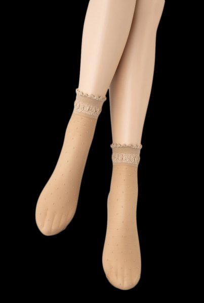 画像6: ALICE Socks nude  | ショートストッキング・ドット柄・リボン・ベージュ | Veneziana ベネチアナ (6)