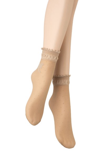 画像7: ALICE Socks nude  | ショートストッキング・ドット柄・リボン・ベージュ | Veneziana ベネチアナ (7)