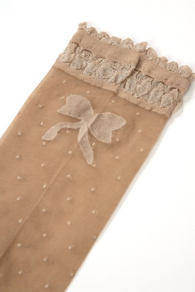 画像11: ALICE Socks nude  | ショートストッキング・ドット柄・リボン・ベージュ | Veneziana ベネチアナ (11)