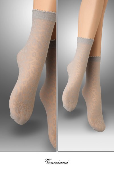 画像2: ANIMAL 20 Socks argento  | ショートストッキング・アニマル柄・グレー | Veneziana ベネチアナ (2)