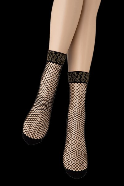 画像6: AYA RETE Socks nero  | ショートストッキング・アニマル柄・網・ブラック×ゴールド | Veneziana ベネチアナ (6)