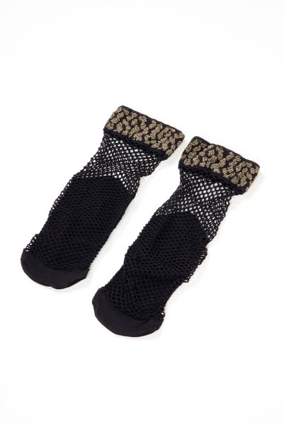 画像8: AYA RETE Socks nero  | ショートストッキング・アニマル柄・網・ブラック×ゴールド | Veneziana ベネチアナ (8)