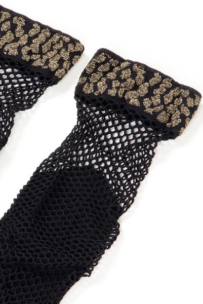 画像9: AYA RETE Socks nero  | ショートストッキング・アニマル柄・網・ブラック×ゴールド | Veneziana ベネチアナ (9)