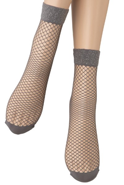 画像5: AYA RETE Socks grey  | ショートストッキング・アニマル柄・網・グレー×シルバー | Veneziana ベネチアナ (5)