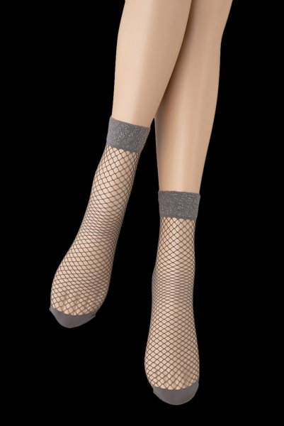 画像6: AYA RETE Socks grey  | ショートストッキング・アニマル柄・網・グレー×シルバー | Veneziana ベネチアナ (6)
