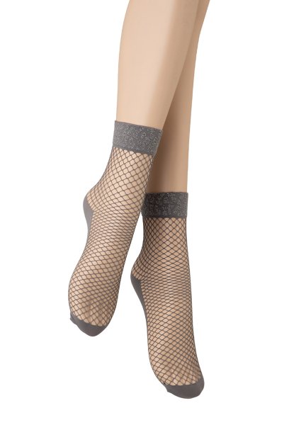 画像7: AYA RETE Socks grey  | ショートストッキング・アニマル柄・網・グレー×シルバー | Veneziana ベネチアナ (7)