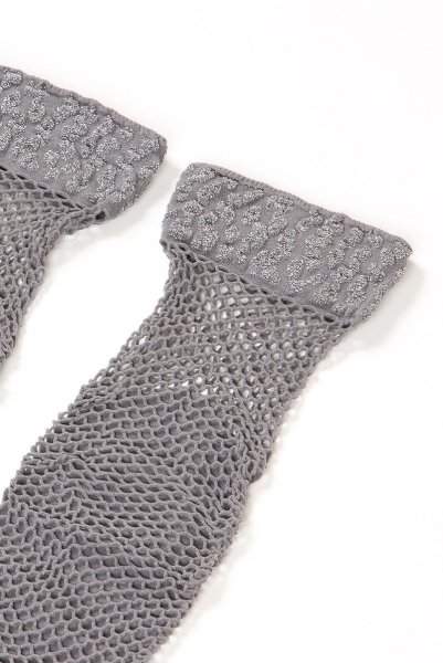 画像9: AYA RETE Socks grey  | ショートストッキング・アニマル柄・網・グレー×シルバー | Veneziana ベネチアナ (9)