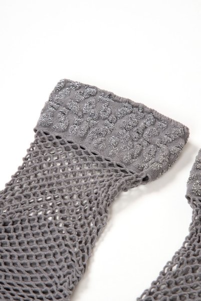 画像11: AYA RETE Socks grey  | ショートストッキング・アニマル柄・網・グレー×シルバー | Veneziana ベネチアナ (11)