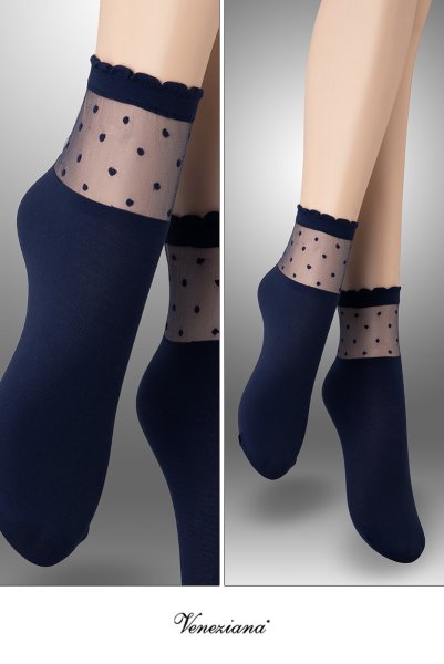 画像2: BIBBI Socks marine  | ショートストッキング・ドット柄・ネイビー | Veneziana ベネチアナ (2)