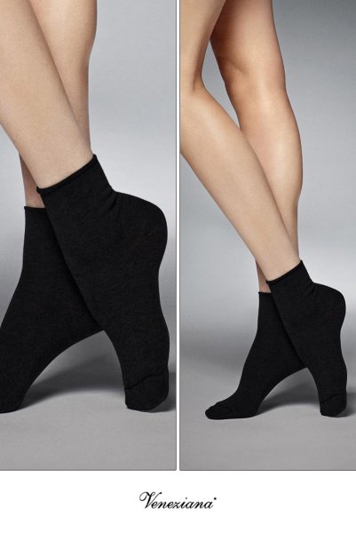 画像2: COTONE 300 Socks nero  | ショートストッキング・300デニール・無地・ブラック | Veneziana ベネチアナ (2)