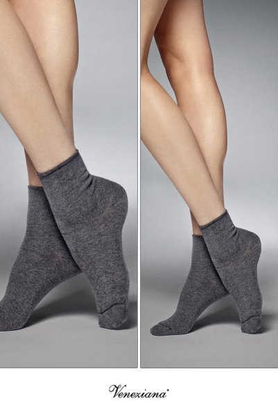 画像2: COTONE 300 Socks melange  | ショートストッキング・300デニール・無地・グレー | Veneziana ベネチアナ (2)