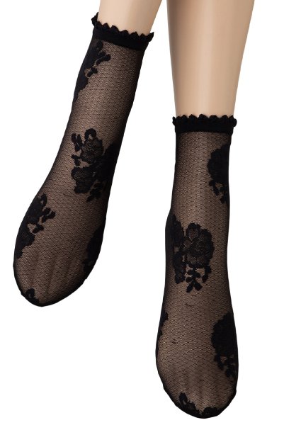 画像5: FANNY Socks nero  | ショートストッキング・花柄・ブラック | Veneziana ベネチアナ (5)
