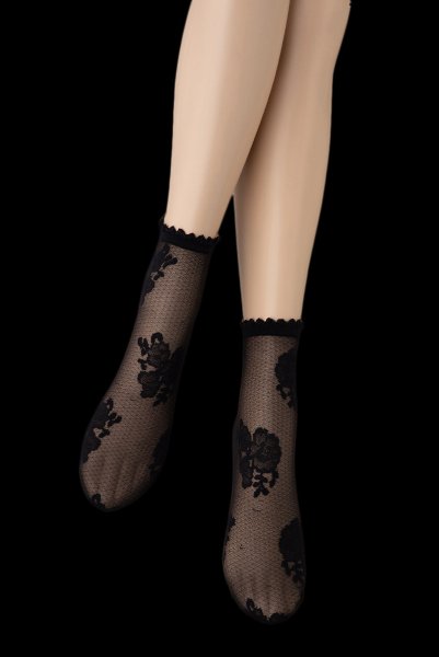 画像6: FANNY Socks nero  | ショートストッキング・花柄・ブラック | Veneziana ベネチアナ (6)