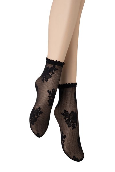 画像7: FANNY Socks nero  | ショートストッキング・花柄・ブラック | Veneziana ベネチアナ (7)
