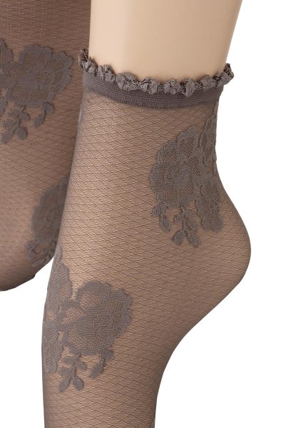 画像3: FANNY Socks grafitto  | ショートストッキング・花柄・グレー | Veneziana ベネチアナ (3)