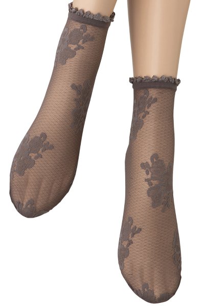 画像5: FANNY Socks grafitto  | ショートストッキング・花柄・グレー | Veneziana ベネチアナ (5)
