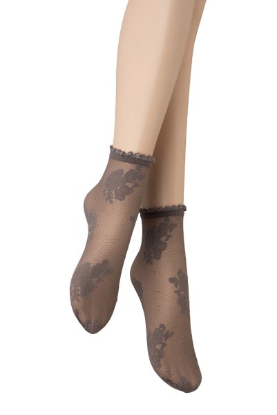 画像7: FANNY Socks grafitto  | ショートストッキング・花柄・グレー | Veneziana ベネチアナ (7)