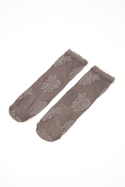 画像10: FANNY Socks grafitto  | ショートストッキング・花柄・グレー | Veneziana ベネチアナ (10)