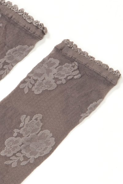 画像8: FANNY Socks grafitto  | ショートストッキング・花柄・グレー | Veneziana ベネチアナ (8)