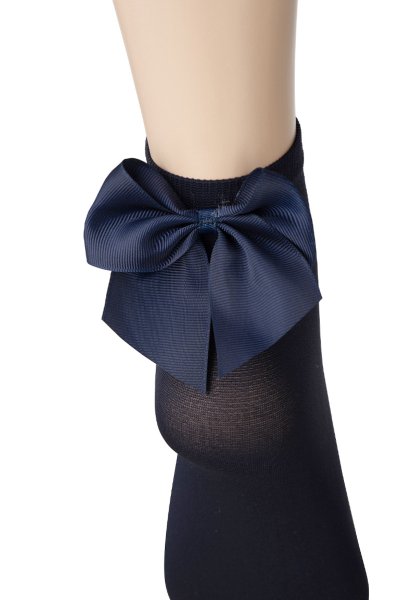画像3: FIOCCO Socks blu  | ショートストッキング・無地・リボン・ネイビー | Veneziana ベネチアナ (3)