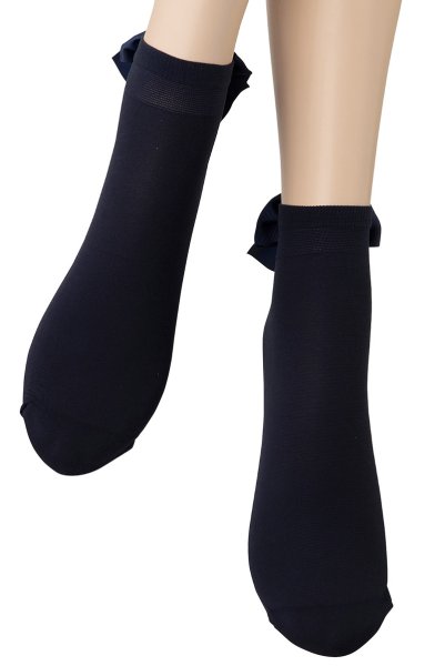 画像5: FIOCCO Socks blu  | ショートストッキング・無地・リボン・ネイビー | Veneziana ベネチアナ (5)