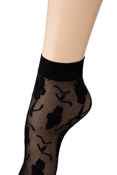 画像3: FIORE Socks nero  | ショートストッキング・花柄・ブラック | Veneziana ベネチアナ (3)