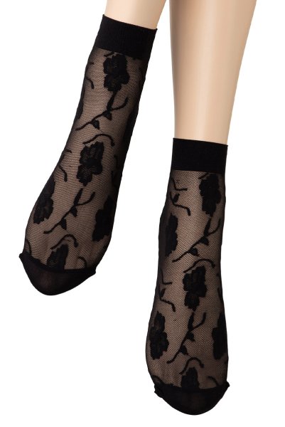 画像5: FIORE Socks nero  | ショートストッキング・花柄・ブラック | Veneziana ベネチアナ (5)