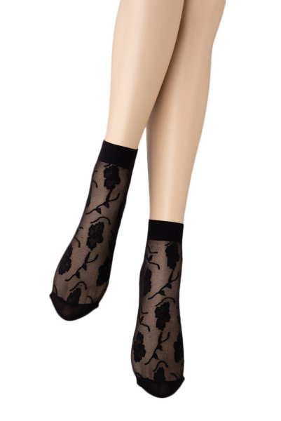 画像6: FIORE Socks nero  | ショートストッキング・花柄・ブラック | Veneziana ベネチアナ (6)