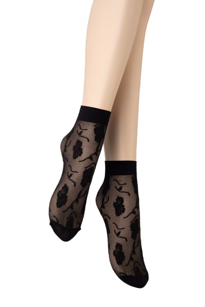 画像7: FIORE Socks nero  | ショートストッキング・花柄・ブラック | Veneziana ベネチアナ (7)