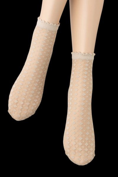 画像5: JENNY Socks sabbia  | ショートストッキング・ダイヤ柄・ベージュ | Veneziana ベネチアナ (5)