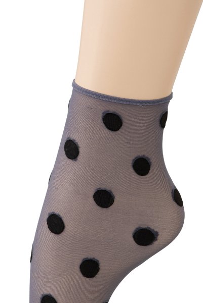 画像3: KYLIE Socks jeans  | ショートストッキング・ドット柄・ブルー×ブラック | Veneziana ベネチアナ (3)