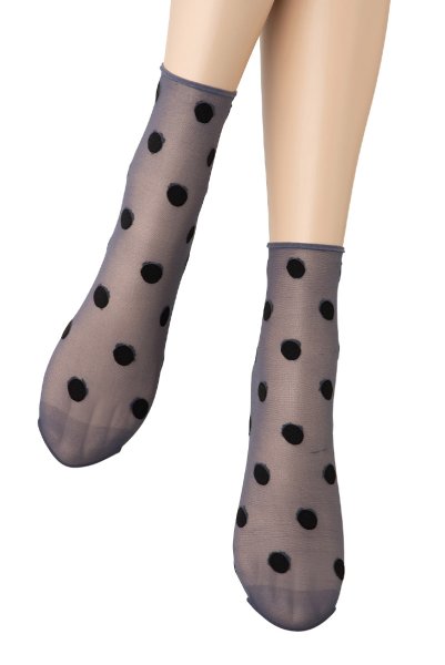 画像4: KYLIE Socks jeans  | ショートストッキング・ドット柄・ブルー×ブラック | Veneziana ベネチアナ (4)