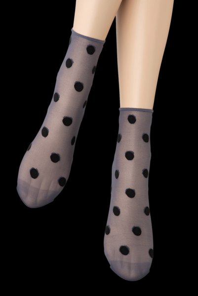 画像5: KYLIE Socks jeans  | ショートストッキング・ドット柄・ブルー×ブラック | Veneziana ベネチアナ (5)
