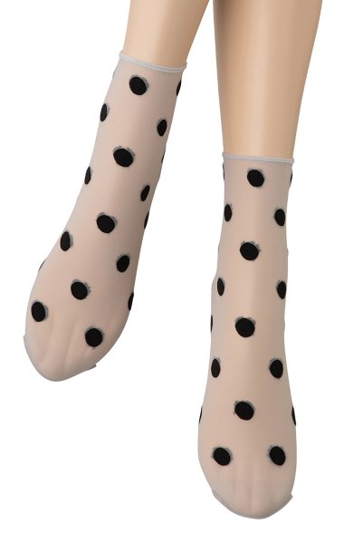 画像4: KYLIE Socks argento  | ショートストッキング・ドット柄・グレー×ブラック | Veneziana ベネチアナ (4)