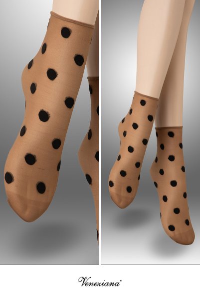 画像2: KYLIE Socks daino  | ショートストッキング・ドット柄・ブラウン×ブラック | Veneziana ベネチアナ (2)
