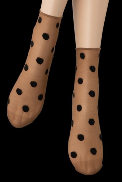 画像5: KYLIE Socks daino  | ショートストッキング・ドット柄・ブラウン×ブラック | Veneziana ベネチアナ (5)