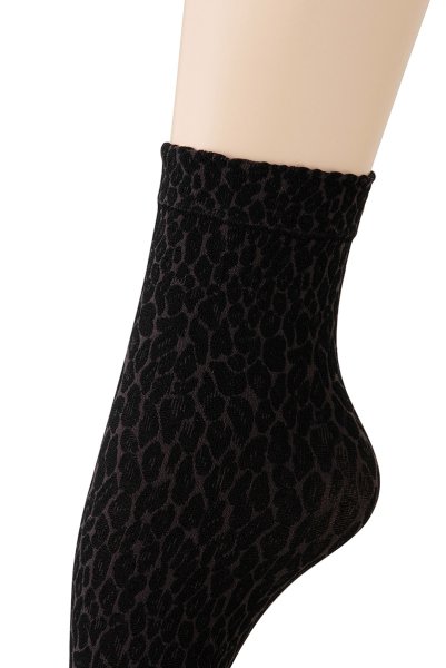 画像4: LEOPARDO Socks grey  | ショートストッキング・レオパード柄・グレー×ブラック | Veneziana ベネチアナ (4)