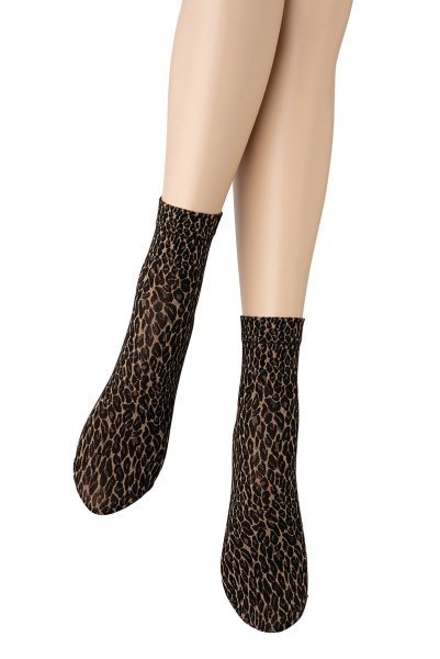 画像3: LEOPARDO Socks beige  | ショートストッキング・レオパード柄・ベージュ×ブラック | Veneziana ベネチアナ (3)