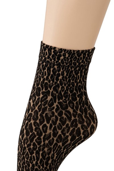 画像4: LEOPARDO Socks beige  | ショートストッキング・レオパード柄・ベージュ×ブラック | Veneziana ベネチアナ (4)