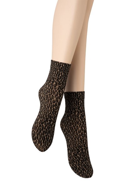 画像5: LEOPARDO Socks beige  | ショートストッキング・レオパード柄・ベージュ×ブラック | Veneziana ベネチアナ (5)