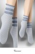 画像2: ショートストッキング（チェック柄・フリル・ブルー×ホワイト）※2足までメール便対象  [LISETTA-Socks-jeans] (2)