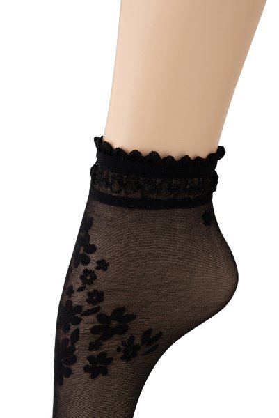 画像3: MAXIMA Socks nero  | ショートストッキング・花柄・ブラック | Veneziana ベネチアナ (3)