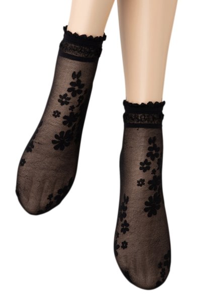 画像5: MAXIMA Socks nero  | ショートストッキング・花柄・ブラック | Veneziana ベネチアナ (5)