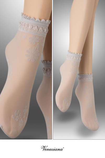 画像2: MAXIMA Socks argento  | ショートストッキング・花柄・グレー | Veneziana ベネチアナ (2)