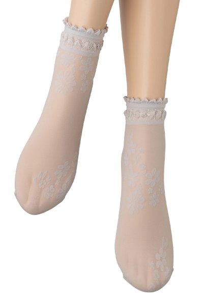 画像4: MAXIMA Socks argento  | ショートストッキング・花柄・グレー | Veneziana ベネチアナ (4)