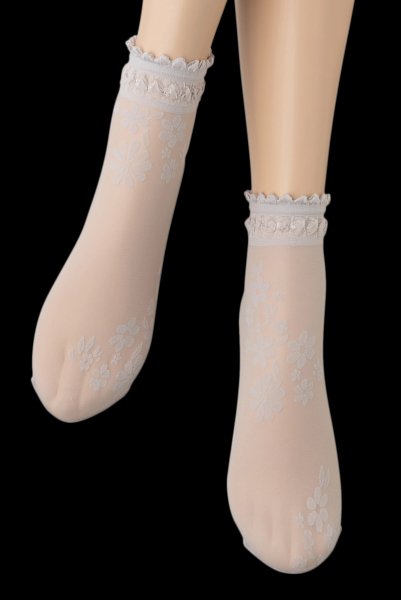 画像5: MAXIMA Socks argento  | ショートストッキング・花柄・グレー | Veneziana ベネチアナ (5)