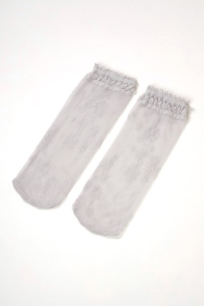 画像6: MAXIMA Socks argento  | ショートストッキング・花柄・グレー | Veneziana ベネチアナ (6)