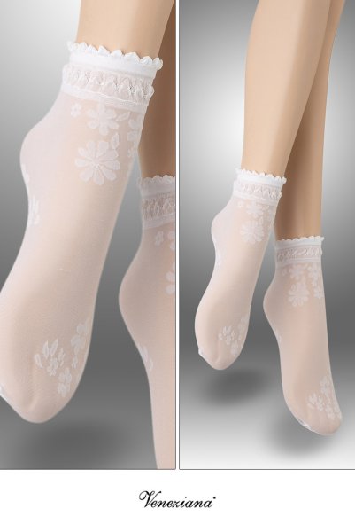 画像2: MAXIMA Socks bianco  | ショートストッキング・花柄・ホワイト | Veneziana ベネチアナ (2)