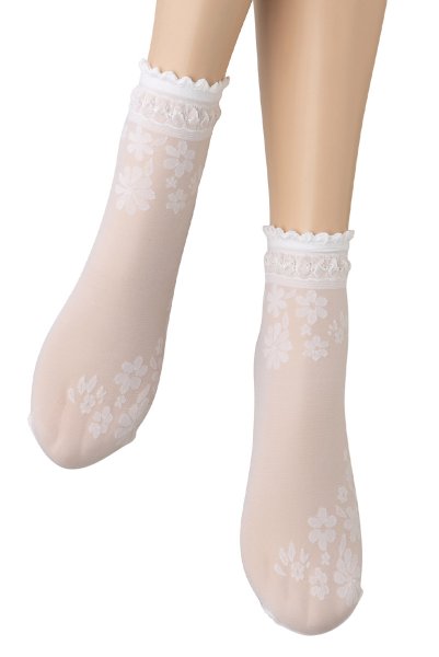 画像4: MAXIMA Socks bianco  | ショートストッキング・花柄・ホワイト | Veneziana ベネチアナ (4)