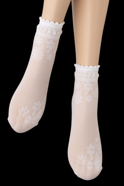 画像5: MAXIMA Socks bianco  | ショートストッキング・花柄・ホワイト | Veneziana ベネチアナ (5)